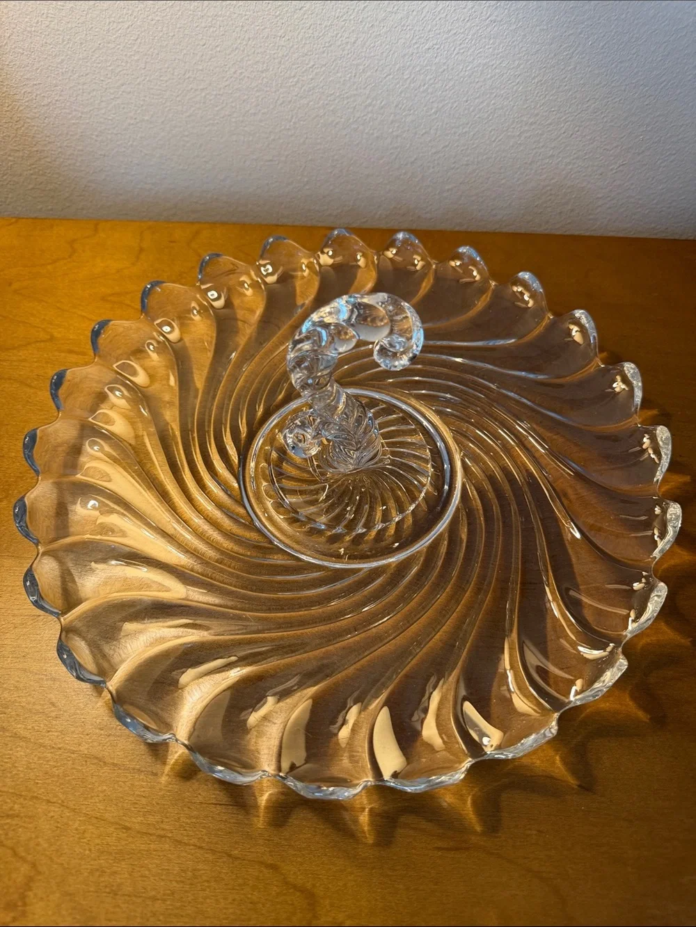 Vintage Fostoria Colony Swirl Pattern Clear Glass Serving Tray